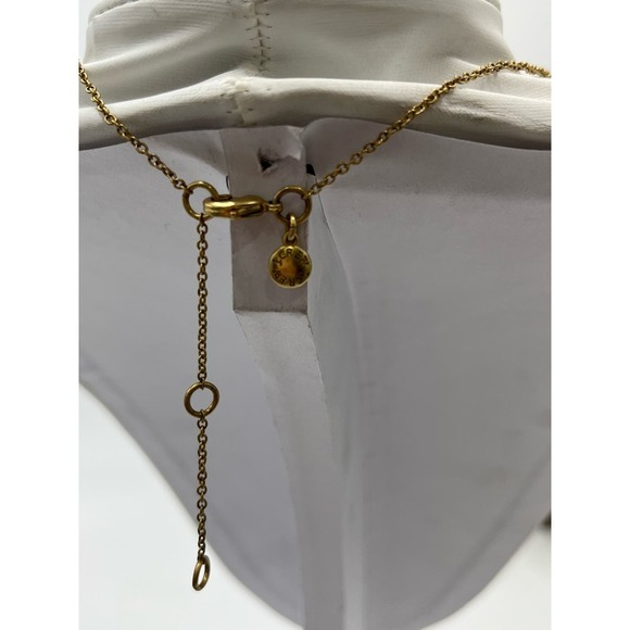 J. Crew Gold Tone Chain with Center Pave Curve Dainty Minimalist Necklace - Picture 3 of 7